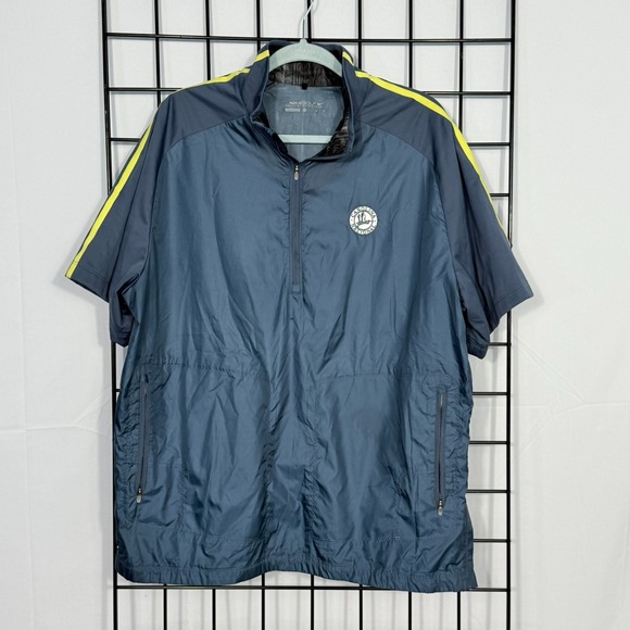 Nike Golf Pullover 1/4 Zip Short Sleeve Windbreaker Jacket Mens XL Teal Logo - Picture 1 of 14